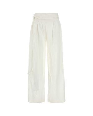 Lois Viscose Blend Sage Wide Leg Pant - White