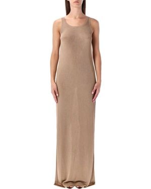 Saint Laurent Rib-Knit Long Tank Dress - Brown