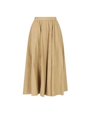 Aspesi Cotton Pleated Maxi Skirt - Natural