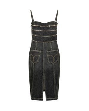 Versace Chic Mini Suit Dress With Unique Accent Details - Black