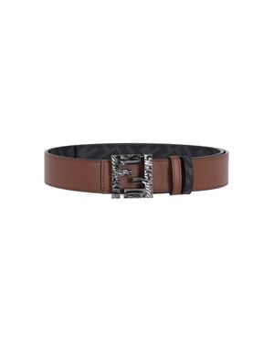 Fendi Calf Leather Belt With Fabric Lining - Brown