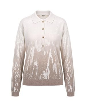 Liu Jo Sequin Embellished Long Sleeve Polo Shirt - Multicolor