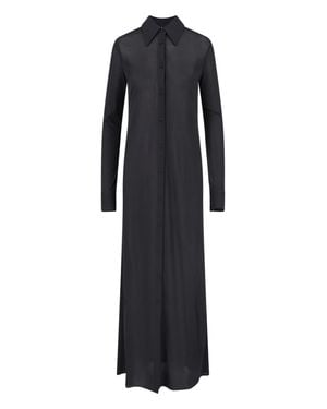 Jil Sander Long Sleeve Button-Front Shirt Dress - Black