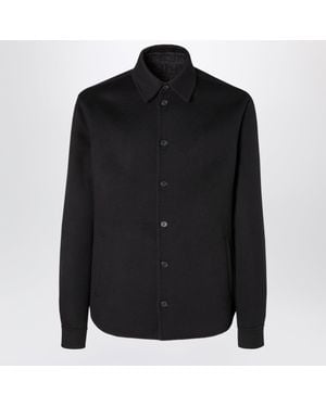 Fendi Double-Faced Wool & Silk Blouson Jacket With Zucca Interior Motif - Black