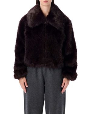 Frankie Shop Faux Fur Zip-Front Jacket - Black