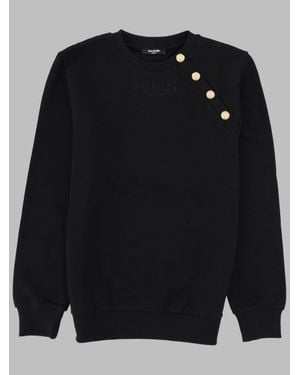 Balmain Girls Pleated Appliqué Sweatshirt For Fall/Winter - Black