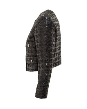 MICHAEL Michael Kors Tweed Blazer With Paintillettes - Black