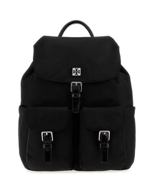 Tory Burch Virginia Metallic Flap Backpack - Black