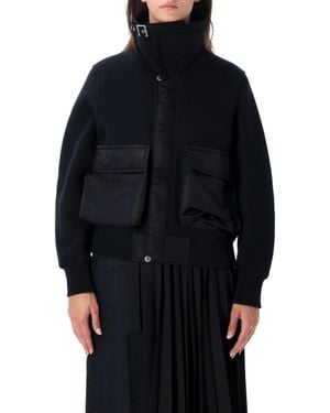 Sacai Cropped High-Neck Utility Jacket - Blue
