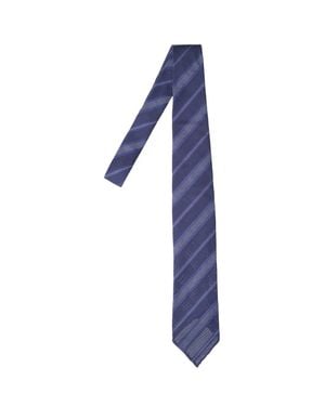 Cesare Attolini Striped Silk Tie - Blue