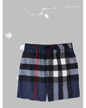 Burberry Check Shorts - Blue