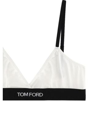 Tom Ford Triangle Bralette With Logo Band - White