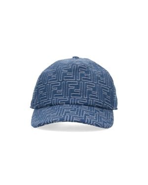 Fendi Logo Cotton Hat - Blue