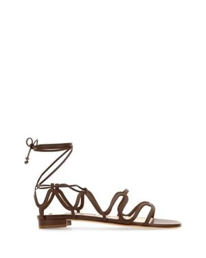 Manolo Blahnik Leather Fawda Sandals - White