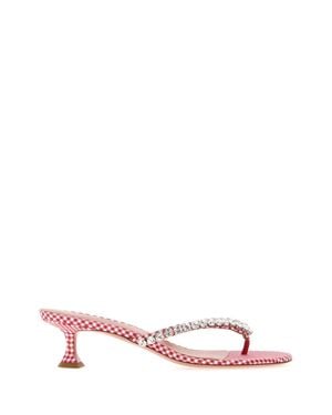 AMINA MUADDI Embroidered Fabric Thong Mules - Pink