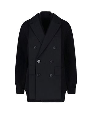 Sacai Hybrid Double-Breasted Blazer Jacket - Blue