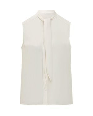 Tory Burch Sleeveless Bow Blouse - White