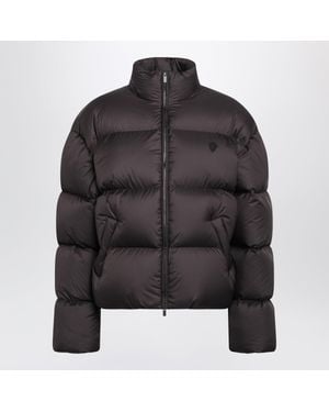 Gucci Chocolate Quilted Mini Puffer Jacket With Logo Applique - Black