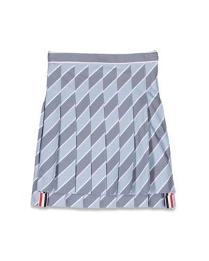Thom Browne Pleated Mini Skirt For Girls - Blue