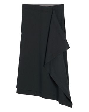 Ami Paris Wrap Asymmetrical Wool Skirt - Black