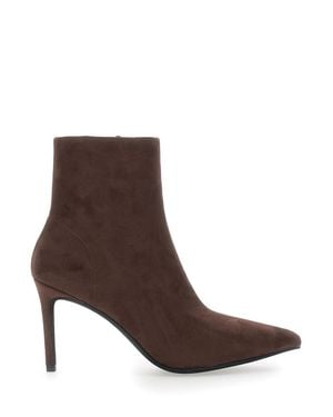 Jeffrey Campbell Nixie Bootie Leather Ankle Boot With High Heel And Sturdy Sole - Brown