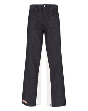 PDF Color-Block Wide-Leg Denim Jeans - Blue