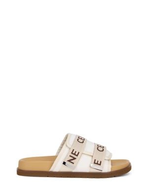 Celine Stylish Band Design Ciabatta - White