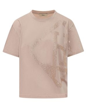 Herno Strass And Stampaint Front T-Shirt - Natural