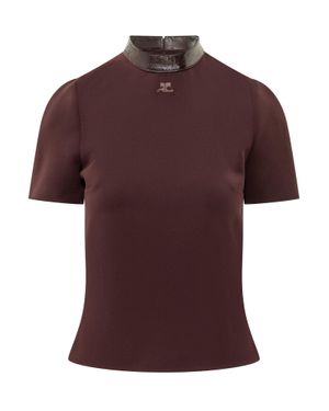 Courreges Inspired Vinyl Collar Mini Top