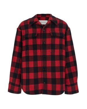 Ami Paris Cotton Overshirt With Bell Collar And Long Sleeves For - Red