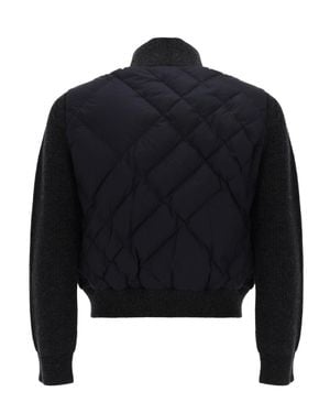 Burberry Check-Stitch Nylon And Wool Jacket - Blue