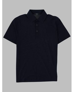 Herno 100% Cotton Polo Shirt Made - Blue