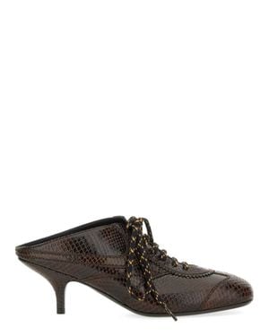 Dries Van Noten Leather Slip-On Mules - Brown