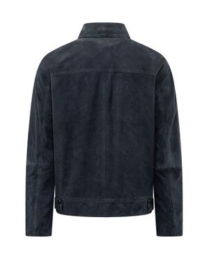 Amaranto Chic Mini Jacket With Zip And Applied Pockets - Blue