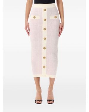 Balmain Buttoned Midi Skirt - Pink