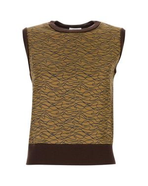 Ferragamo Salvatore Printed Silk And Wool Vest - Green