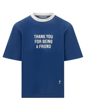 Ami Paris Graphic Print T-Shirt - Blue