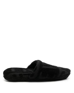 Versace Ecoleather Bath Slippers With Soft Sole - Black