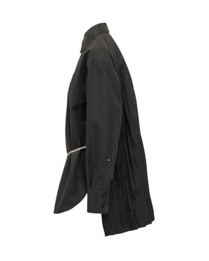 Sportmax Mini Casacca With Belt And Plissé - Black
