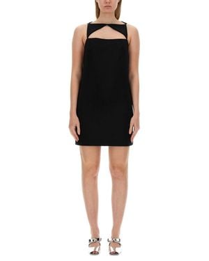 Versace Wool Blend Straight Mini Dress With Cut-Out - Black