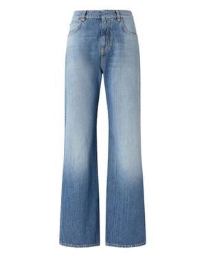 Pinko Wide Leg Jeans With Fades - Blue