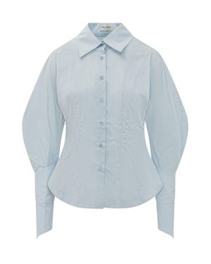 BALOSSA Relaxed Fit Button-Up Shirt With Wide Sleeves - Blue