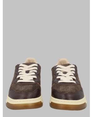 Autry Suede And Crocodile-Embossed Leather Sneakers - Gray