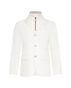 Herno Silk-Cashmere Formal Blazer - White