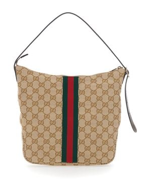 Gucci Medium Handbag With Web Stripe - White