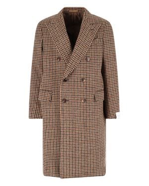 Caruso Wool Double-Breasted Coat - Brown