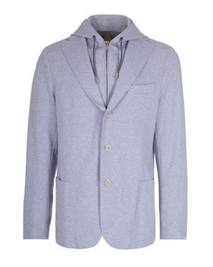 Eleventy Sugar Hooded Jacket - Blue