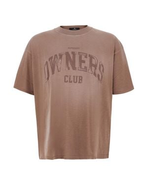 Represent Faded Crew Neck T-Shirt With Maxi Front Print - Brown