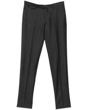 Tagliatore Wool Pants With Belt Loops And Pressed Crease - Gray
