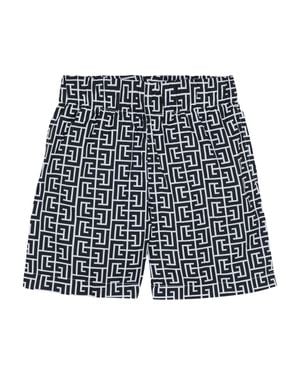 Balmain Swim Shorts With Pb Monogram Print - Black